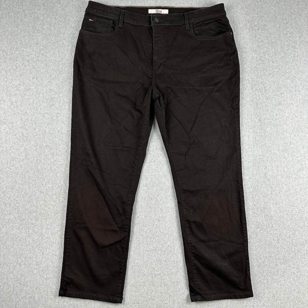 Tommy Hilfiger Mens Black Jeans 40x30 Straight Fit Dark Wash Denim‎